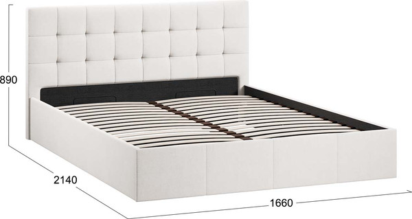 Двуспальная кровать ТриЯ Эмма с ПМ мягкой обивкой и заглушиной 160x200