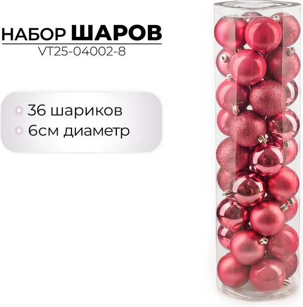 Набор шаров новогодних Ausini VT25-04002-8