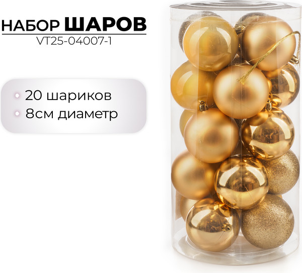 Набор шаров новогодних Ausini VT25-04007-1