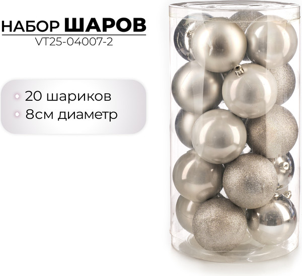 Набор шаров новогодних Ausini VT25-04007-2