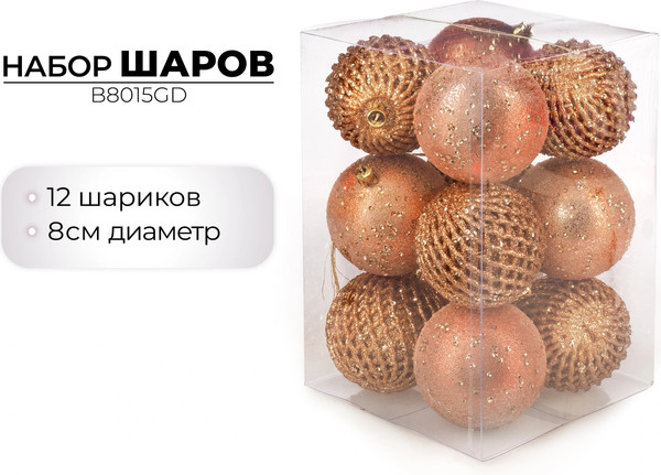 Набор шаров новогодних Ausini B8015GD