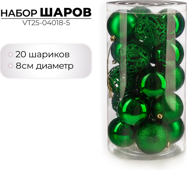 Набор шаров новогодних Ausini VT25-04018-5