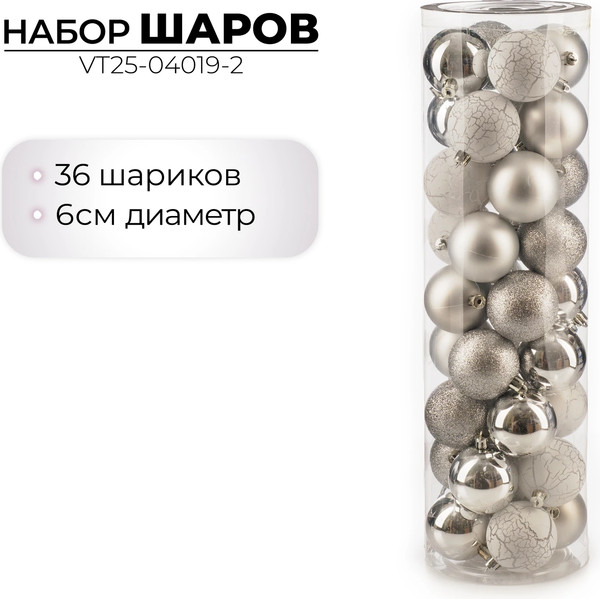 Набор шаров новогодних Ausini VT25-04019-2