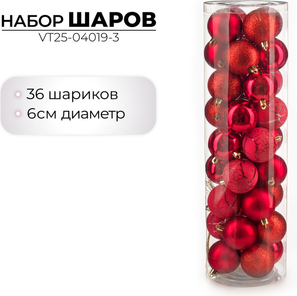 Набор шаров новогодних Ausini VT25-04019-3