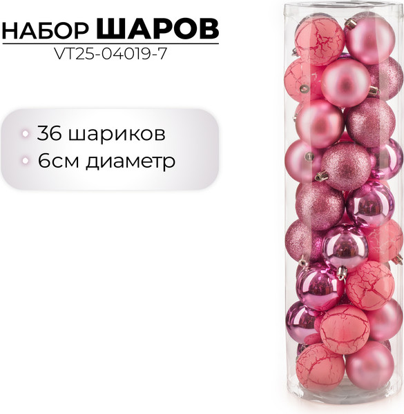 Набор шаров новогодних Ausini VT25-04019-7