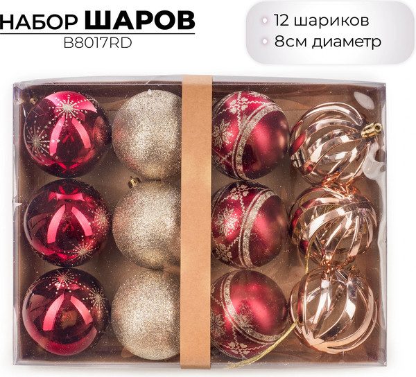 Набор шаров новогодних Ausini B8017RD