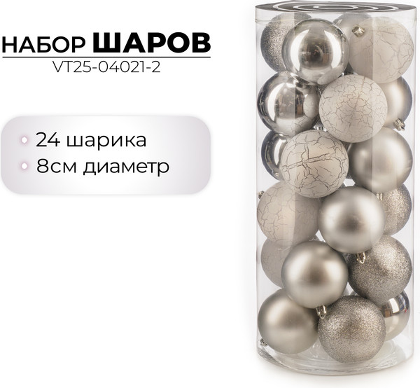 Набор шаров новогодних Ausini VT25-04021-2