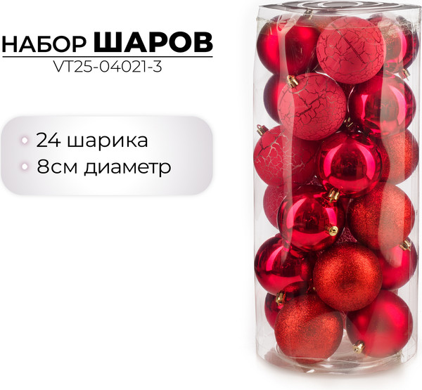 Набор шаров новогодних Ausini VT25-04021-3