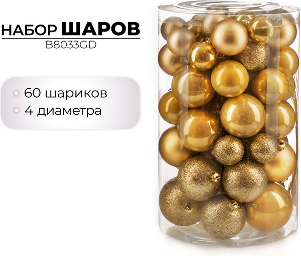 Набор шаров новогодних Ausini B8033GD