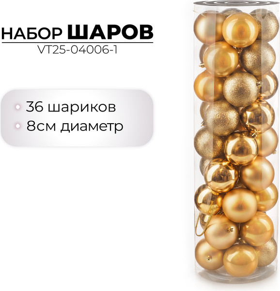 Набор шаров новогодних Ausini VT25-04006-1