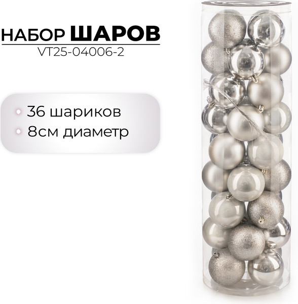 Набор шаров новогодних Ausini VT25-04006-2