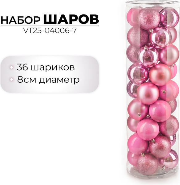 Набор шаров новогодних Ausini VT25-04006-7