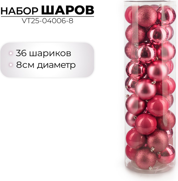 Набор шаров новогодних Ausini VT25-04006-8