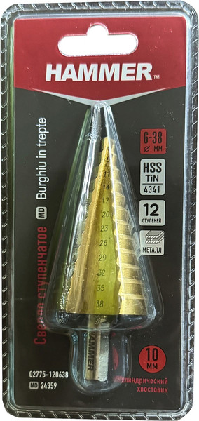 Сверло Hammer HSS-TiN 6-38мм / 02775-120638