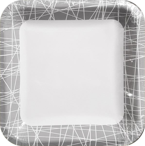 Набор одноразовых тарелок Лекс Серая сетка 20x20см - фото