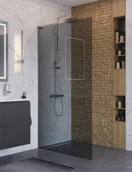 Душевая стенка BelBagno UNO-L-1-TB-80-GR-Cr - фото