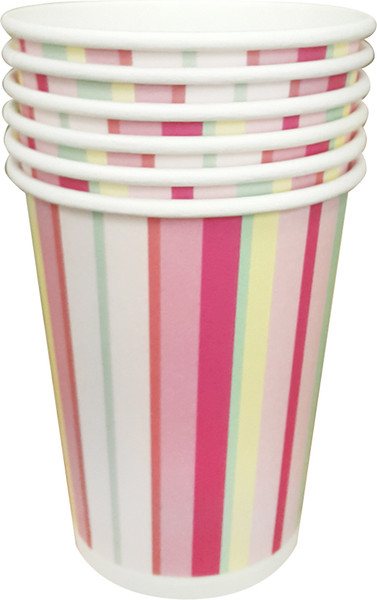 Набор бумажных стаканов Лекс Розовые полосы - фото