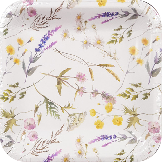 Набор одноразовых тарелок Лекс Гербарий 20x20 - фото