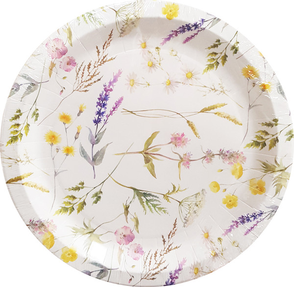 Набор одноразовых тарелок Лекс Гербарий 23см - фото