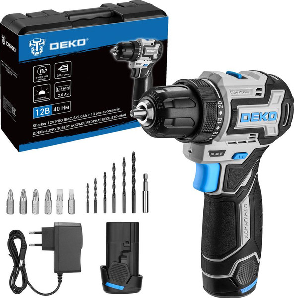 Аккумуляторная дрель-шуруповерт Deko Sharker 12V Pro / 084-1036  - фото