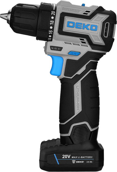 Аккумуляторная дрель-шуруповерт Deko Sharker 20V Pro / 084-1035
