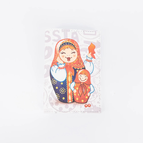 Обложка на паспорт Poshete Матрешка / 676-1/2-45-CLR - фото
