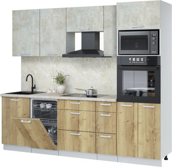 Кухонный гарнитур Интерлиния Мила Лайт 2.45-ПМ3 - фото