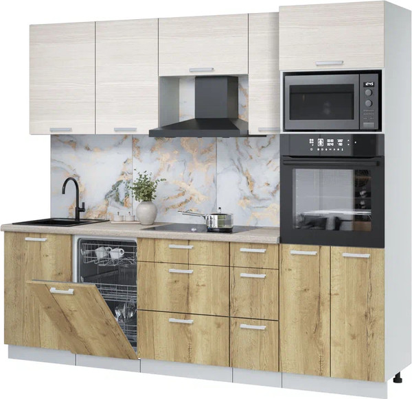 Кухонный гарнитур Интерлиния Мила Лайт 2.45-ПМ3 - фото