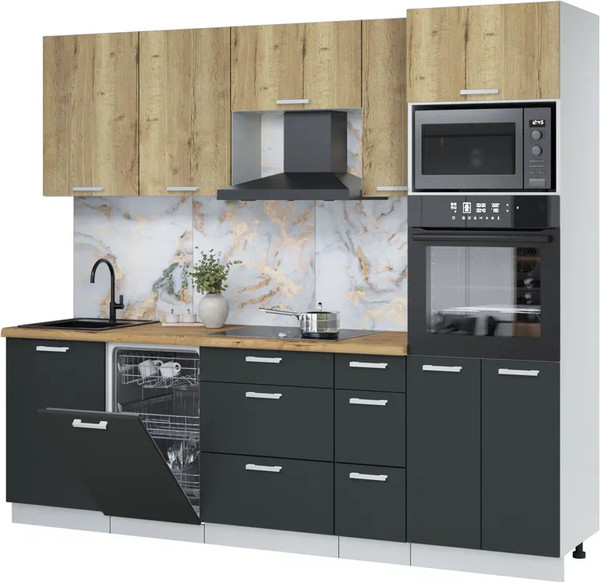 Кухонный гарнитур Интерлиния Мила Лайт 2.45-ПМ3 - фото