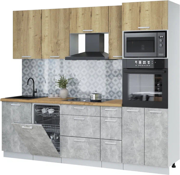 Кухонный гарнитур Интерлиния Мила Лайт 2.45-ПМ3 - фото