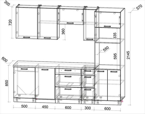 Кухонный гарнитур Интерлиния Мила Лайт 2.45-ПМ3
