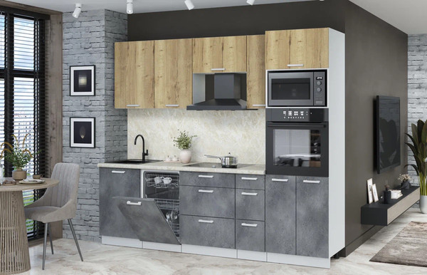 Кухонный гарнитур Интерлиния Мила Лайт 2.45-ПМ3