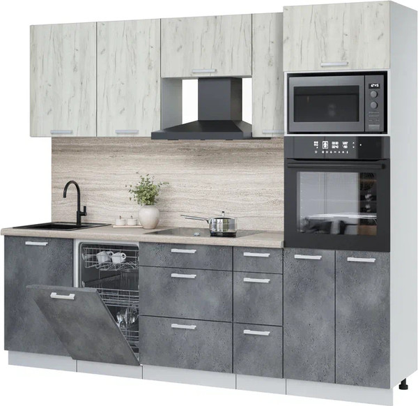 Кухонный гарнитур Интерлиния Мила Лайт 2.45-ПМ3 - фото