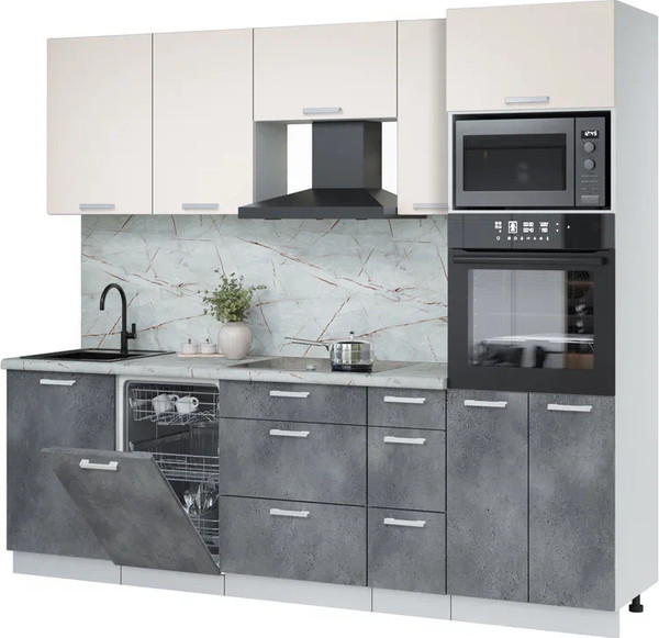 Кухонный гарнитур Интерлиния Мила Лайт 2.45-ПМ3 - фото