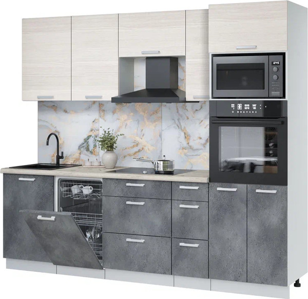 Кухонный гарнитур Интерлиния Мила Лайт 2.45-ПМ3 - фото