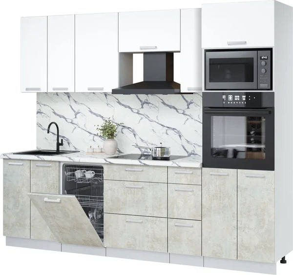 Кухонный гарнитур Интерлиния Мила Лайт 2.55-ПМ3 - фото