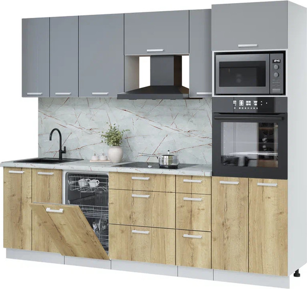 Кухонный гарнитур Интерлиния Мила Лайт 2.55-ПМ3 - фото