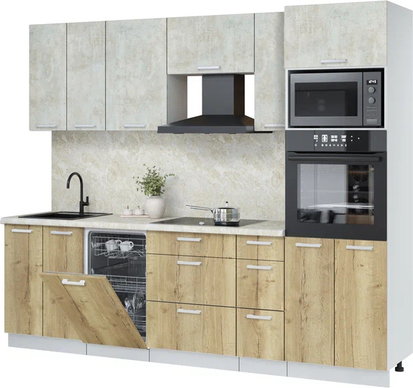 Кухонный гарнитур Интерлиния Мила Лайт 2.55-ПМ3 - фото