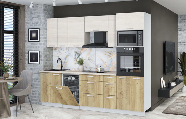 Кухонный гарнитур Интерлиния Мила Лайт 2.55-ПМ3