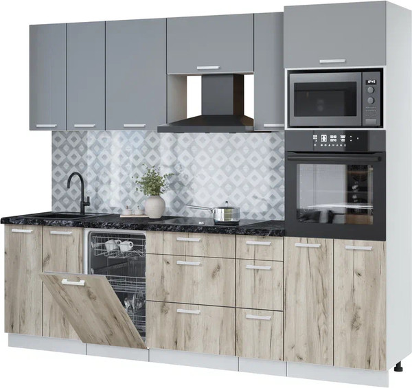 Кухонный гарнитур Интерлиния Мила Лайт 2.55-ПМ3 - фото