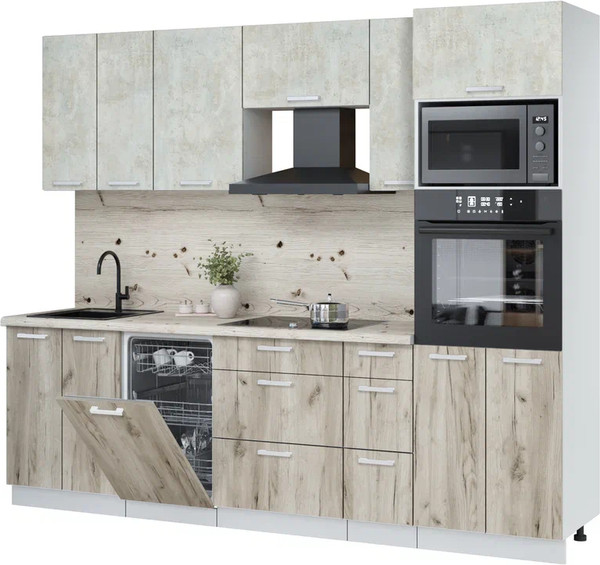 Кухонный гарнитур Интерлиния Мила Лайт 2.55-ПМ3 - фото