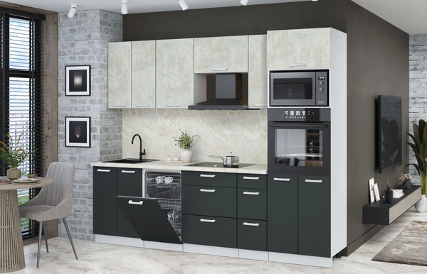 Кухонный гарнитур Интерлиния Мила Лайт 2.55-ПМ3