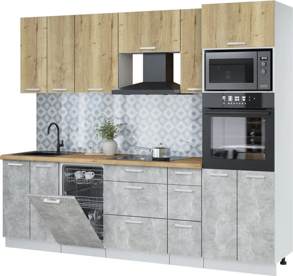 Кухонный гарнитур Интерлиния Мила Лайт 2.55-ПМ3 - фото