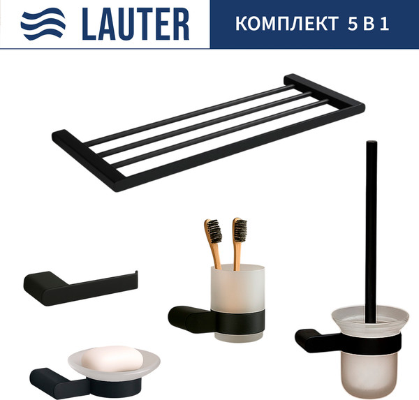 Набор аксессуаров для ванной и туалета Lauter 21SH1062 + 21SH1052 + 21SH1102 + 21SH1152 + 21SH1112 - фото