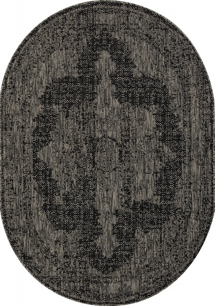 Циновка Merinos Kair S129-OVAL-BLACK-GRAY - фото