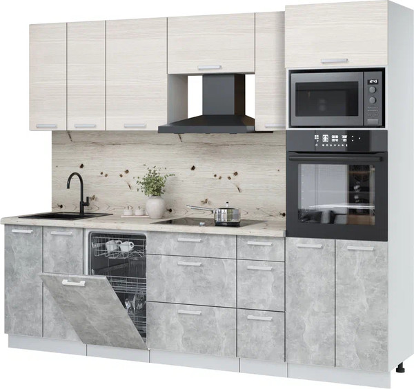Кухонный гарнитур Интерлиния Мила Лайт 2.55-ПМ3 - фото