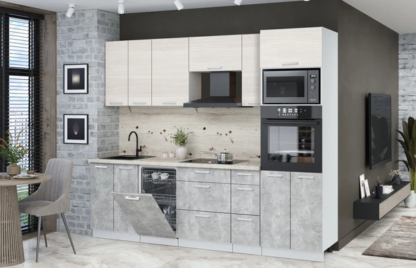 Кухонный гарнитур Интерлиния Мила Лайт 2.55-ПМ3