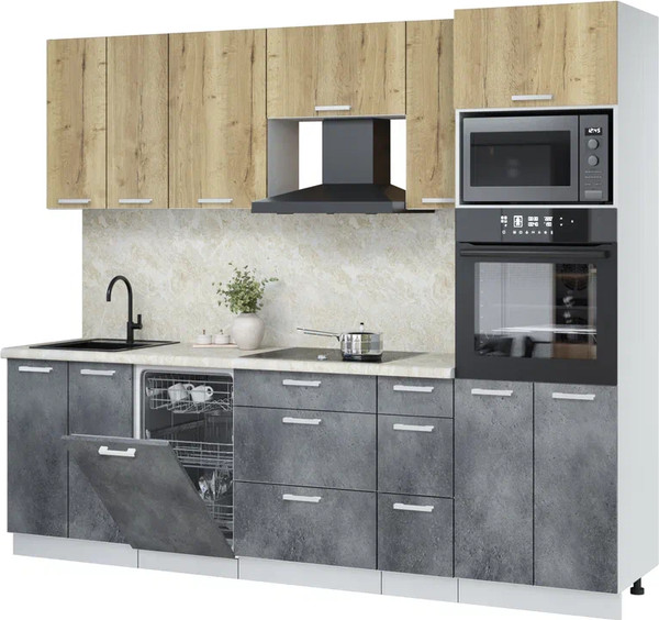 Кухонный гарнитур Интерлиния Мила Лайт 2.55-ПМ3 - фото