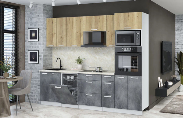 Кухонный гарнитур Интерлиния Мила Лайт 2.55-ПМ3