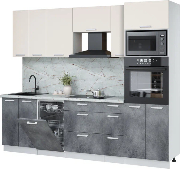 Кухонный гарнитур Интерлиния Мила Лайт 2.55-ПМ3 - фото